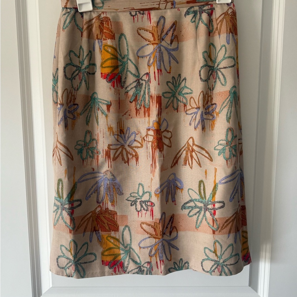 Vintage Donna Morgan Orange and Pink A-Line Skirt Casual Resort Wear 100% silk - Picture 2 of 3